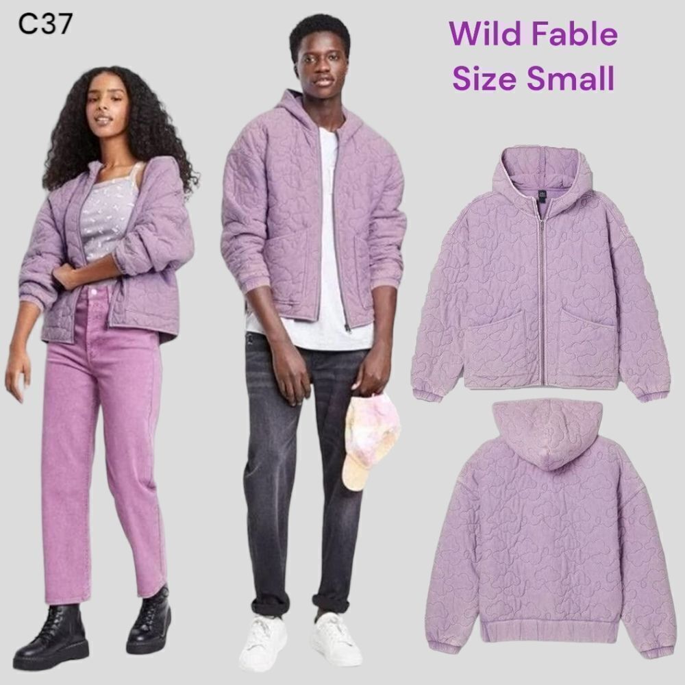 Wild Fable NWT Hooded Quilted Jacket, Purple, Size Small